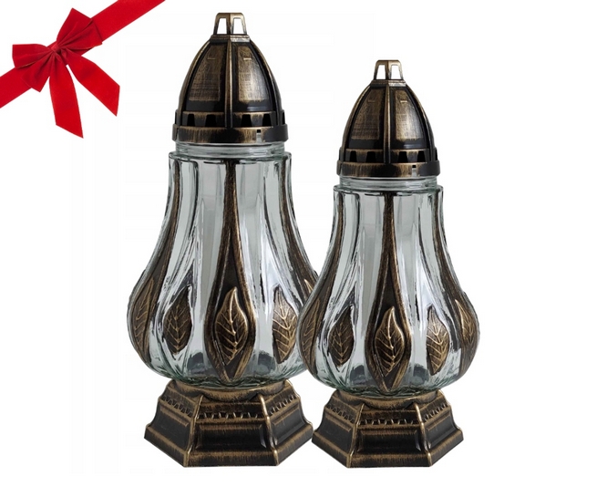 2x Veľký Zlatý Pohrebnný Svietnik FVIA (2 ks) + Zdarma Vklad! 31cm